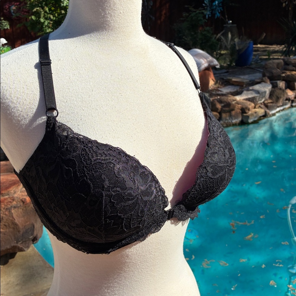 PINK Victoria's Secret Black Lace Push-Up Bra 36DD - Picture 3 of 9